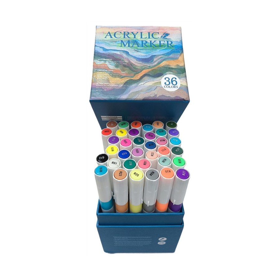 Akrilik Kalem Fırça Uçlu 36lı Acrylıc Marker