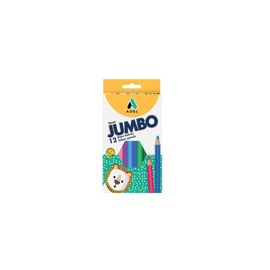 Kuru Boya Kalemi 12 Renk Hexa Jumbo Adel