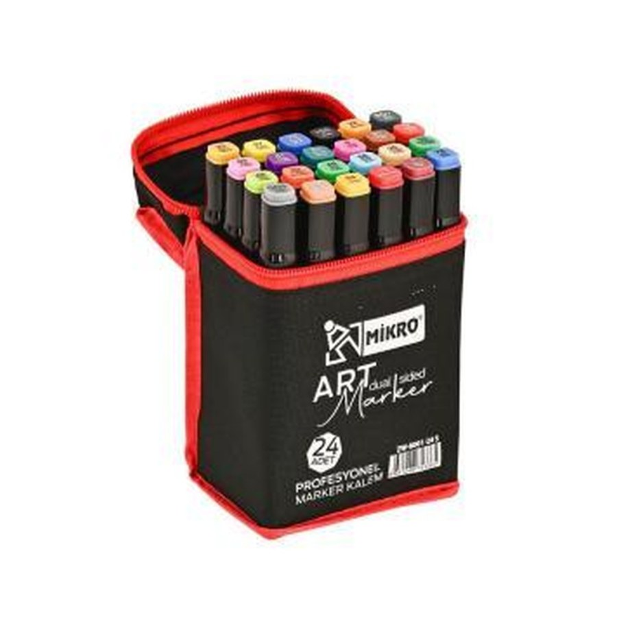 Mikro Art Çift Uçlu Marker Kalem Çantalı 24 Renk