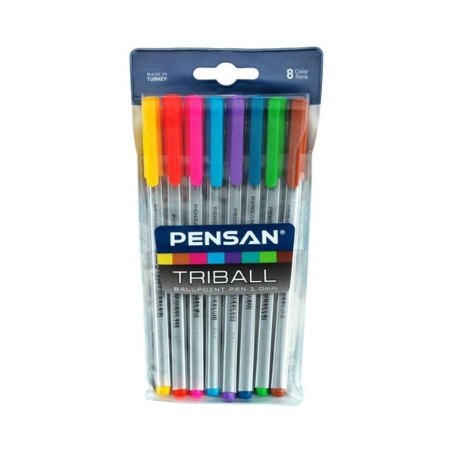 Tükenmez Kalem1,0mm Renkli 8li Pak Pensan Triball
