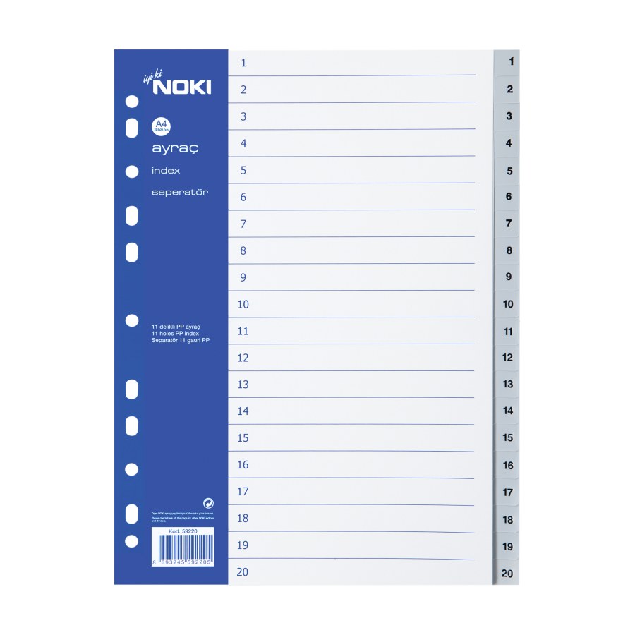 Seperator Plastik 1-20 Rakam Noki