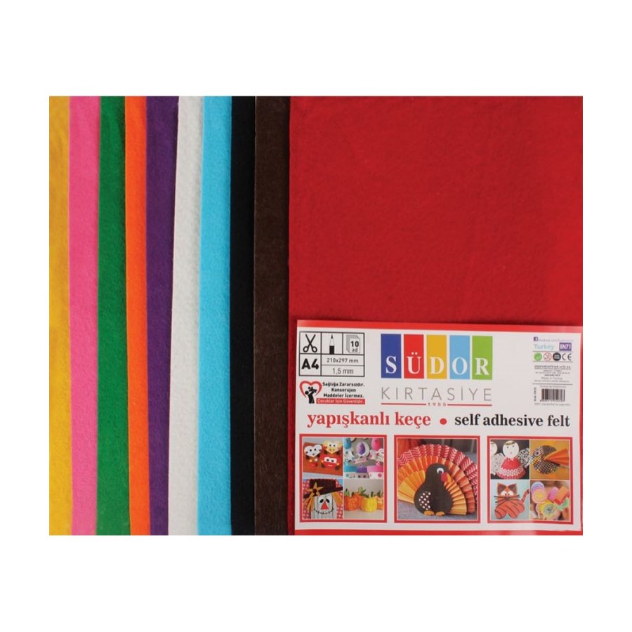 Yapışkanlı Keçe 20*30 10 Renk Paket Südor