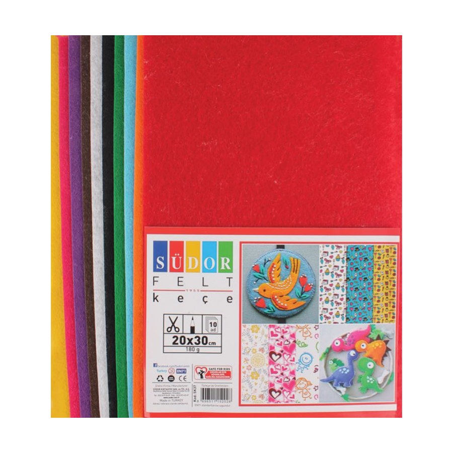 Yapışkansız Keçe 20*30 10 Renk Paket Südor